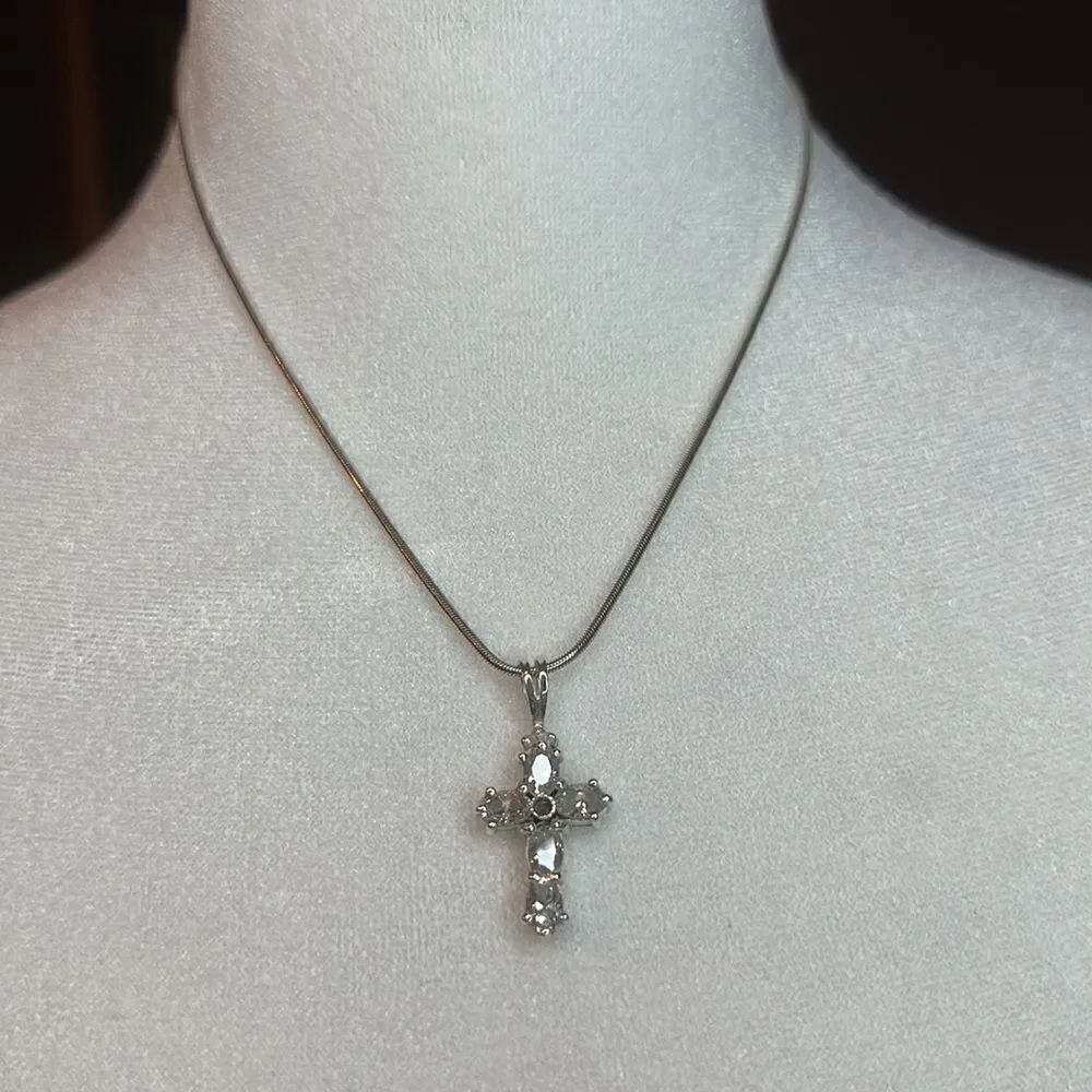 Sterling Silver CZ Cross Necklace